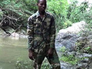 Cock-strong Twink Soldier By The River