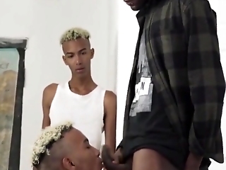 Ripped Black Bro Fucks Identical Twins Threesome- Gay