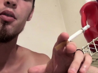 Horny And Hot Twink Nolan Smoking Marlboro And Stroking Cock